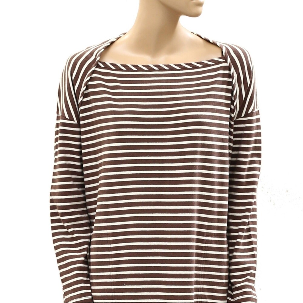 Free People Free Est Tivoli Maxi Dress Stripe Printed Long Sleeve Brown S 287330 - Picture 2 of 5